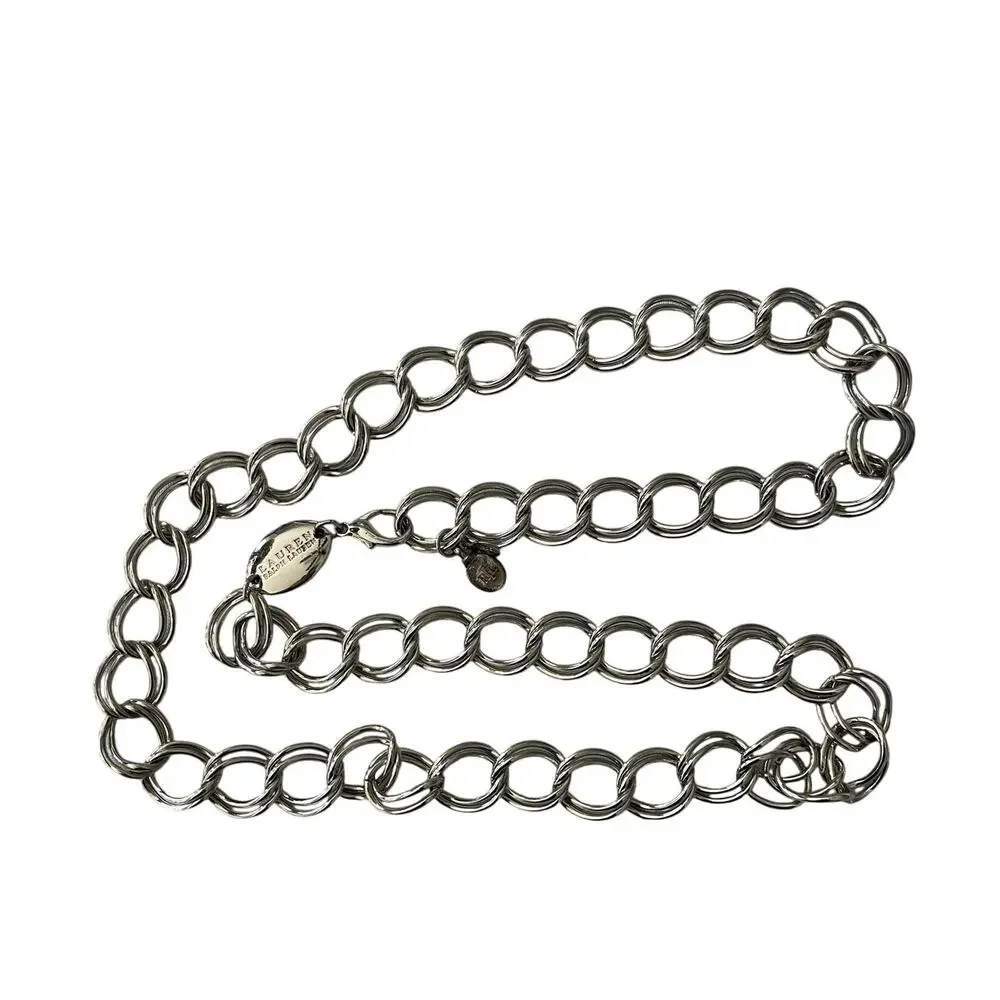 37 in S/M Vintage Lauren Ralph Lauren Double Link Chain Womens Belt Silver
